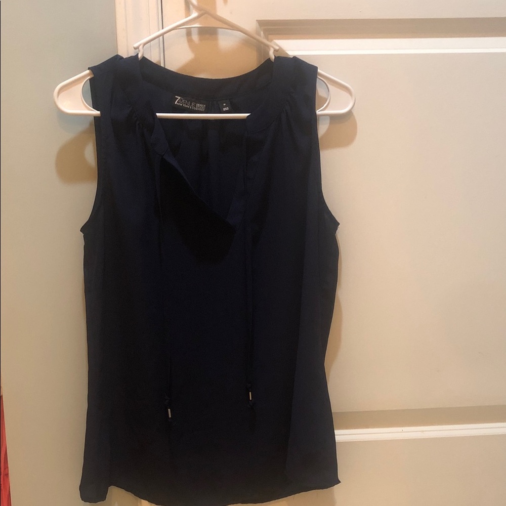 Elegant Navy Sleeveless Blouse
